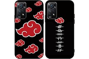 EOUINE 2 Piezas Funda para Xiaomi Redmi Note 11 Pro（4G/5G）2022 6.67'' con Anime Funda Akatsuki Diseño Protectora Carcasa Animadas Nube Roja con Patrón Case Antichoque Suave TPU para Redmi Note 11 Pro