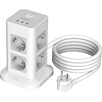 Anker Meervoudig Stopcontact Met Schakelaar, 8 Voudige Stekkerdoos, Stekkerdoos 4 USB, 20 W USB C Snel Opladen Meervoudige Stopcontact Overspanningsbeveiliging 2 M Kabel Stekkertoren Voor 1938370901