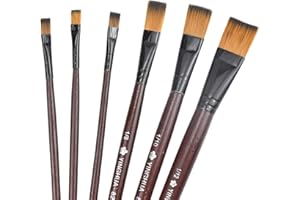 Bezavea 6 PCS Flat Paint Brush Set, Oil Painting Brushes, Acrylic Paint Brush Set, Face Paint Brushes, Professional Painting Brushes Set Nylon, Watercolor Paint Brushes, Gouache Paint Brushes for Art