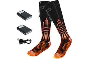 FENYW Calze Riscaldate per Uomo e Donna, Batterie 4000mAh Calze Riscaldate a Batteria avec 3 Températures pour Plein air, la randonnée, la Moto (EU) 36-46