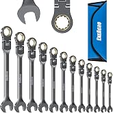 ENEACRO Combination Ratchet Spanner Set, 12 Piece Non-Slip Flexible Wrench Set, Metric 8-19 mm, 72 Teeth, Cr-V Built, Nickel