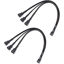 RUNCCI-YUN 3pezzi Cavi Ventole PC 4 pin, Cavo ventola da DC a doppio 4 pin/3 pin con Switch ON Off,Splitter da 1 a 2 Vie DC a Connettore Ventola,Cavo alimentazione ventole PC
