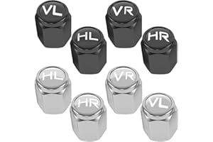 GIGIIS Autoreifen Ventilkappen mit Beschriftung, 8er Set Ventilkappen Auto Messing Ventile Auto mit Dichtung Reifenmarkierer Intelligente Reifen Markierung für PKW, SUV, Mottorad (Schwarz und Silber)