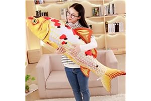 OUKEYI Morbido cuscino a forma di pesci, 90 cm, peluche a forma di carpa, cuscino imbottito per la decorazione della casa, regalo