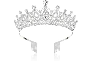 Makone Tiara Corona de Cristal con Diamantes de Imitación Peine para Corona Nupcial Proms de Boda Desfiles Niña Princesas Fiesta de Cumpleaños Diadema Mujer