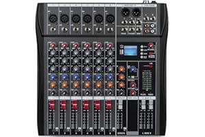 Weymic CK-60 Professional Mixer for Recording DJ Stage Karaoke Music Application w/USB Drive for Computer Recording Input, XLR Microphone Jack, 48V Power, RCA Output for Professional (6-Channel)