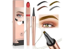‎KAILISI 3D Wasserdichter Microblading Augenbrauenstift, 2024 Neuestes 2 Stück 4 Gabelspitzen Tätowierungsstift 3D Augenbrauenstift, Micro Brauenstift Langanhaltend Wasserdicht Schafft (Braun)