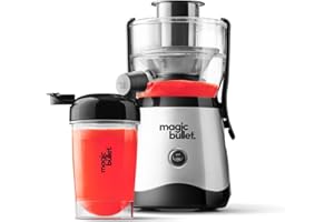 nutribullet magic bullet Centrifugal Silicone & Stainless Steel Juicer - 400W - 10-Piece Set - 470ml - Black - Compact Design & Dishwasher Safe - Juice on-the-go in Two Simple Steps
