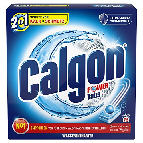Calgon Caja de 75 pastillas antical 2 en 1, para proteger y limpiar la lavadora