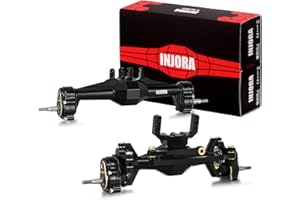 INJORA +5mm Assali a Portale Diamantati con Snodi Sterzanti in Ottone e Coperture per Upgrade TRX4M 1/18(Nero Ottone)