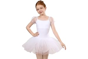ZYXWVU Tutu de Danse Classique pour Filles en Manches Ballon Tulle - Robe de Ballet Justaucorps