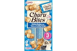 CT-TRONICS Churu Bites Snack para Gatos 12x3x10 Gr (Atún con Vieira)