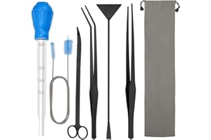 BDHI 38cm Extra Long Aquarium Aquascape Kits 6 in 1 Aquarium Aquascape Tools Kit for Aquarium Tank Clean Fish Tank Aquascape Tools Sets(Y267-1)