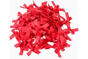 DUORIES 100 fiocchi da regalo, piccoli fiocchi di raso, decorazione per matrimoni, Natale, feste, compleanni, scrapbooking, zucchero, battesimo, decorazione fai da te, 3 x 3 cm, rosso