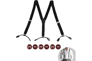 EceoThsy Tirantes elásticos para hombre Tirantes ajustables - Diseño en Y con Botones de Cuero - Soporte para Pantalones de Jeans, Trabajo y Moto Negro tirantes para pantalones, tirantes hombre