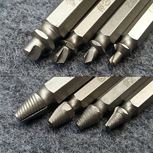 Boonor 4-teilig Schraubenausdreher-Set HSS Bohrwerkzeuge Schraubenlöser Werkzeug Bit-Set 4341#,zum Entfernen beschädigter Schrauben - 2