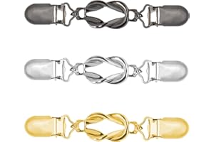 LOGHOHU 3 Stück Cinch Clip,Vintage Cardigan Clip,Gold Silber Schwarz Clips für Kleidung,Metall Kleider Waist Clinch Clips für Damen und Mädchen Pullover, Kleider, Strickjacken, Hemden, TüCher, Jackeken