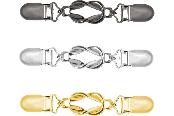 3 stycken midjesklips, metallcinch-clips, cinch clips för kläder, vintage klänningar cardigan-clips för damer och flickor, tröjor, klänningar, koftor, skjortor, sjalar, jackor (guld, silver