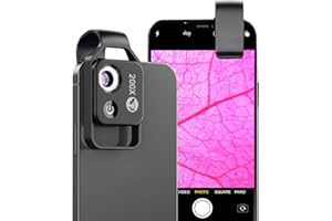 APEXEL 200X Mini microscopio per smartphone, microscopio per smartphone, Explore Micworld con smartphone Microscope, nero