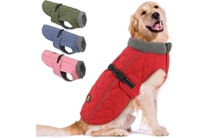 Sheripet Winter Dog Coats - Warm Fleece Jacket for Small to Large Dogs, Reflective Safety Feature, Red