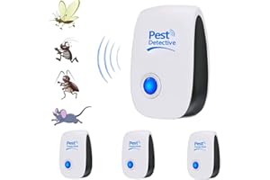 WARDBES Repelente Ultrasónico de Plagas,Nuevo Electrónico Repelente Mosquitos Insectos para Interiores,100% Inofensivo para Mascotas y Humanos,Anti Cucarachas, Moscas,Mosquitos,Ratones,Arañas (4 Piezas)