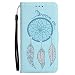 Produktbild Samsung Galaxy S6 Hülle, Chreey [Glitzer Traumfänger] Prägung Muster Campanula PU Leder Wallet Case Handyhülle Matt Gefühl Schutzhülle Magnet Flip Cover Ledertasche - Dream on [Hell blau]