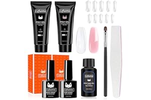 Lofuanna Kit D'extension D'ongles en Poly Gel-2 Couleurs Gel de Construction 15ML Clear Natural Pink Colors avec Solution Glissante,Kit de Gel pour Ongles Nail Art Design pour débutants