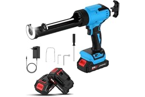 IERAKOR Pistola per Silicone a Batteria, 21V Pistola per Silicone Elettrica con 2 × 1.5Ah Batteria, Luce LED, Display LED, Capacità 300 ml, 6 Velocità Regolabili, Rimbalzo Automatico, per Calafataggio