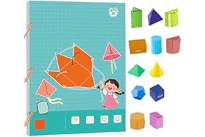 LONVGRT Libro di Apprendimento della Geometria 3D con Corda da Tirare Koyoata, Quaderno di Esercizi di Geometria Giocattolo Boutiquefortun con Solidi 9/12/15(12-Model)