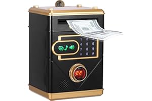 Viitech Electronic Piggy Bank, Money Box for Kids with Music, Touch Screen Operated ATM Password Money Safe Savings Money Bank for Boys Girls (Black)