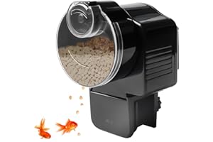 AICHARYNIC Mangiatoia automatica per acquario, 65 ml: mangiatoia automatica per pesci con timer, regolabile per pellet/granuli, distributore automatico di pesce alimentato a batteria per serbatoio di pesce e