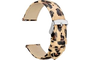WOCCI Fleurs Bracelet Montre, Cuir Véritable, Libération Rapide, Boucle en Acier Inoxydable, Largeur de Bande 18mm 20mm 22mm