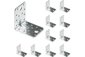 VHG Schwerlast Winkelverbinder mit Sicke 10er Set (70 x 70 x 55 x 1.5) - 90 Grad L Klammern Eckwinkel, Verzinkt Holzverbinder, Verstärkt Schwerlast Winkel Stütze für Holz- Bauwinkel für Möbelverbinder