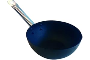 A'Domo Point-Virgule Wok en Acier Carbone avec Revêtement Anti-adhérent pour Feu Gaz, Eletrique, Céramique, Induction Compris, 20cm
