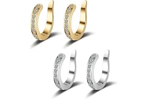 Muorruo Set med 4 öronklämmor för icke-kirurgisk korrigering, diamantformade örhängen i guld och silver för framskjutande öro
