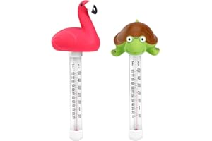 Renopfect 2 Stück Pool Thermometer Tier Flamingo Schildkröte Schwimmende Poo-l Thermomete-r, Cartoon-Wassertemperatur T-hermometer Mit Seil, Geeignet Für Whirlpools Im Innen- Und Außenbereich, P-ools
