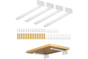 Mooche 4 Pièces Supports d' Étagère Flottants Mural, Large Éventail d'Applications, Equerre Etagere Murale Facile à installer/Pratique, 20 x 4 x 6.5 CM, Blanc