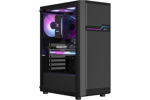 Ant Value VM25 Mid-Tower Gaming Cabinet (Black) - Supports ATX, M-ATX, ITX Motherboards Tempered Glass Side Panel 1 Pre-Installed ARGB Fan