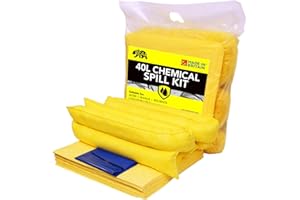 BEARTOOLS 40L Spill Kits (Chemical) UK Manufactured, Yellow, Use for Spills Involving Aggressive Chemicals, Acids, Alkalis, For Indoor/Outdoor Use – On-the-go bag