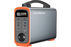 JustNow Station électrique Portable 240 W/240 Wh Batterie LiFePo4, Générateur Solaire avec sortie AC/DC/USB/PD 60 W, Générateur électrique Mobile pour camping, extérieur, urgence, réserve