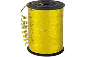 COSORO 457m Ruban Doré 5mm Largeur,Ruban Bouclé pour Ballon Anneau Bouquets Couture Nœuds Brillant Métallique,Emballage de Cadeaux,Accessoire Décoration Bricolage,pour Mariage Anniversaire Noël Fête