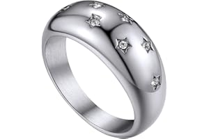 GOLDCHIC JEWELRY Anello Donna Con Zirconi Per Donna Uomo, Taglia 22 Anello Donna Acciaio Punk Grosso Per Rockstar,Regalo per Uomo e Donna