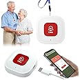 Tuya Wifi Smart Personal Alarms for Elderly Panic Button Linked To Phone Wireless Nurse Alert System 1 Rechargable Call Button, only Supports 2.4GHz Wi-Fi, NO FEES