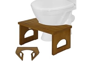 RayLove Physiologischer Toilettenhocker aus Holz, Klappbarer Toilettenhocker aus Holz, 35 Grad strapazierfähiger C förmiger Hocker (Bräune)