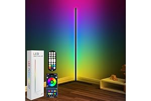 TRUMPETS Lámpara de Pie LED RGB 165cm con Control Remoto y APP, Lámpara de Pie Inteligente, RGB Luz de Esquina Cambia de Color,Adecuado para Sala de Estar, Dormitorio(no adaptador… (19W)