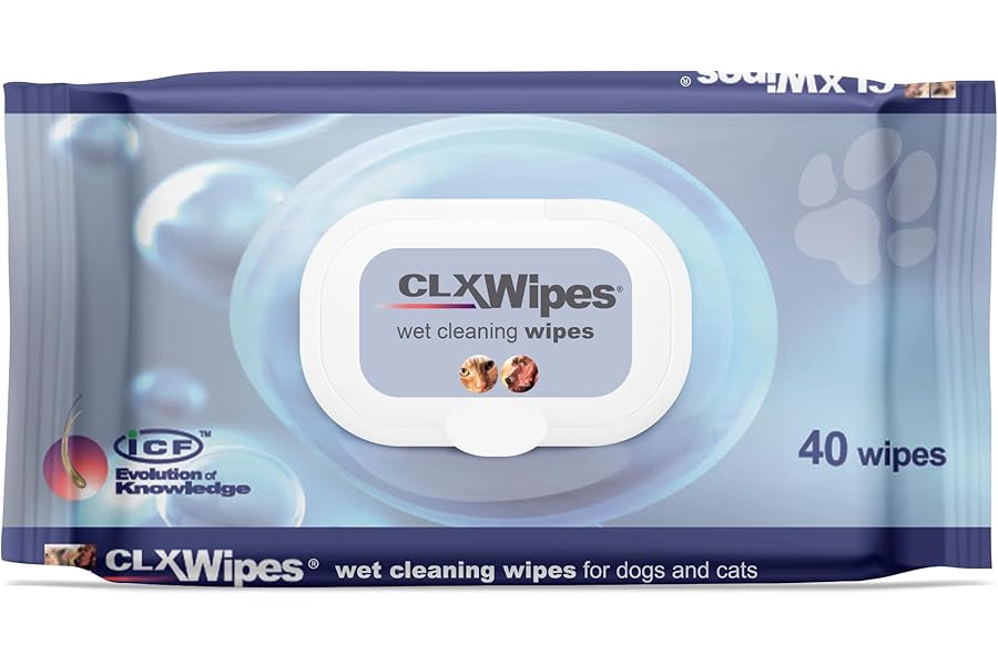 ICF | CLX Cat & Dog Wipes | Deep Cleansing Wipes for Paws, Skin Folds & Ears | Supports Healthy Skin & Odor Control | 40 Count