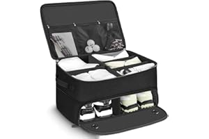 Cachpib Golf Trunk Organizer and Travel Bag - 18 x 14 x 9 In Car Storage with 5 Separate Ventilated Compartment for Golf Accessories, Shoes and More - Black
