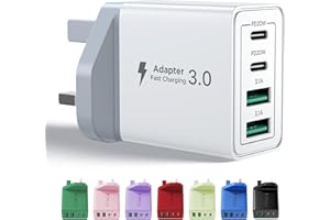 AIONEUS USB C Plug Fast Charge, 40W 4-Port Multi USB Charger Plug UK Dual Port PD Power Adapter +QC Wall Plug Multiport Mains Type C Charging Plug for iPhone 17 16 15 14 13 12 11 Pro Max XS XR 8, Samsung, Pad