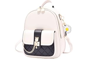 ANPTER Women Fashion Backpack Purse Mini Handbag Rucksack PU Leather Daypack Shoulder Bags Casual Schoolbags for Teenagers Girls Work School Travel (Women Backpack for White)