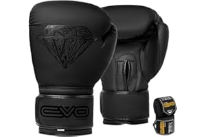 EVO Fitness Gants De Boxe avec Bandages pour Les Mains Hommes Femmes avec Cuir Pro Gel pour Muay Thai Kick Boxing Sparring Gant Boxe Combat Et Entraînement Gant De Boxe Enfant Boxing Gloves